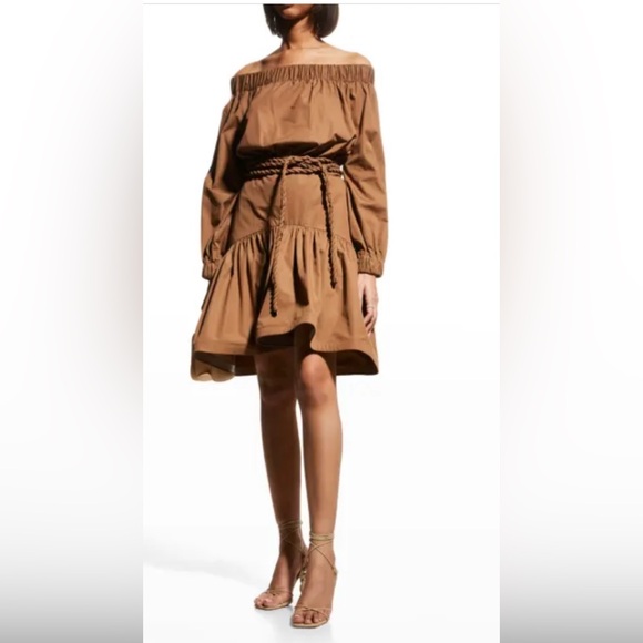 Silvia Tcherassi Women's tan  Castegnato Off The Shoulder Dress - Picture 1 of 6